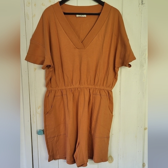 Zenana V Neck Jersey Elastic Waist Romper Size 1x - Picture 1 of 9